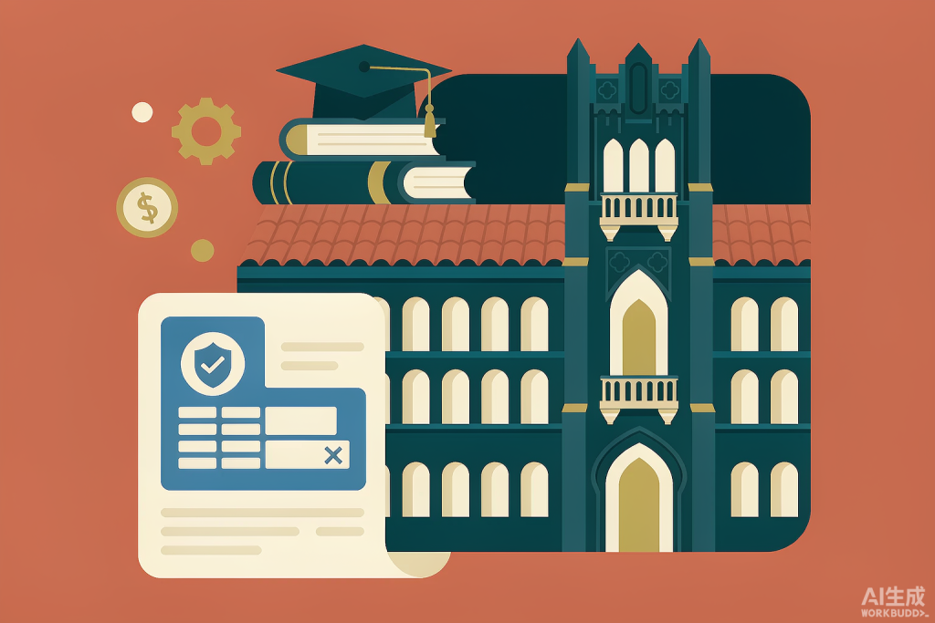 UCLA华人留学生学费分期信贷指南：罗曼式图书馆与分期计划插画